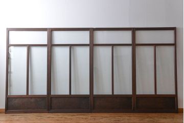 アンティーク　モールガラスとゆらゆらガラスの上品なガラス戸4枚セット