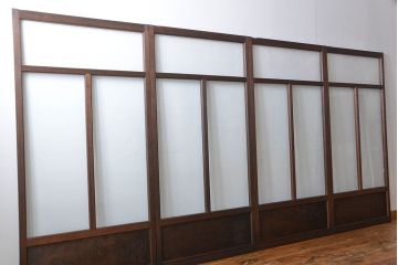 アンティーク　モールガラスとゆらゆらガラスの上品なガラス戸4枚セット