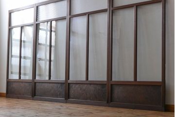 アンティーク　モールガラスとゆらゆらガラスの上品なガラス戸4枚セット