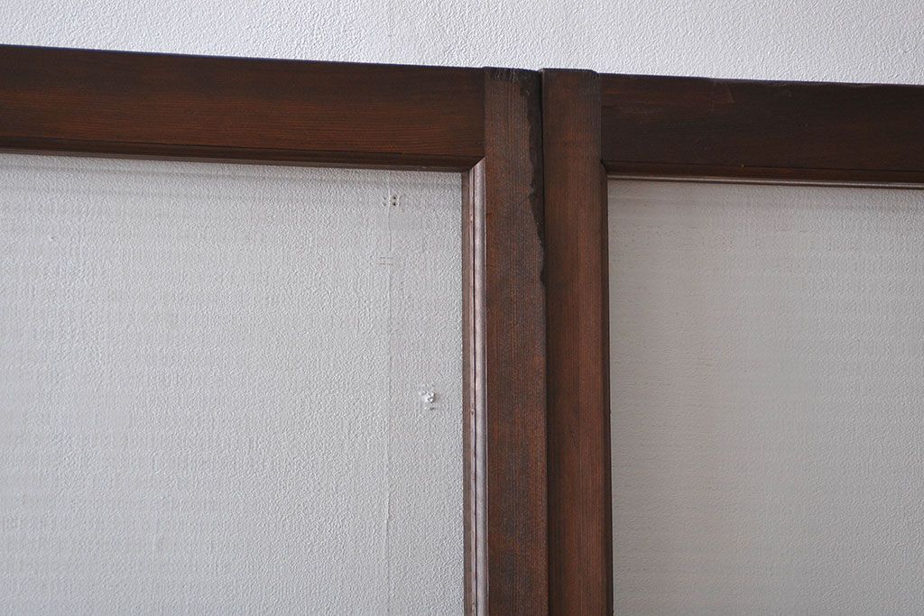 アンティーク　モールガラスとゆらゆらガラスの上品なガラス戸4枚セット