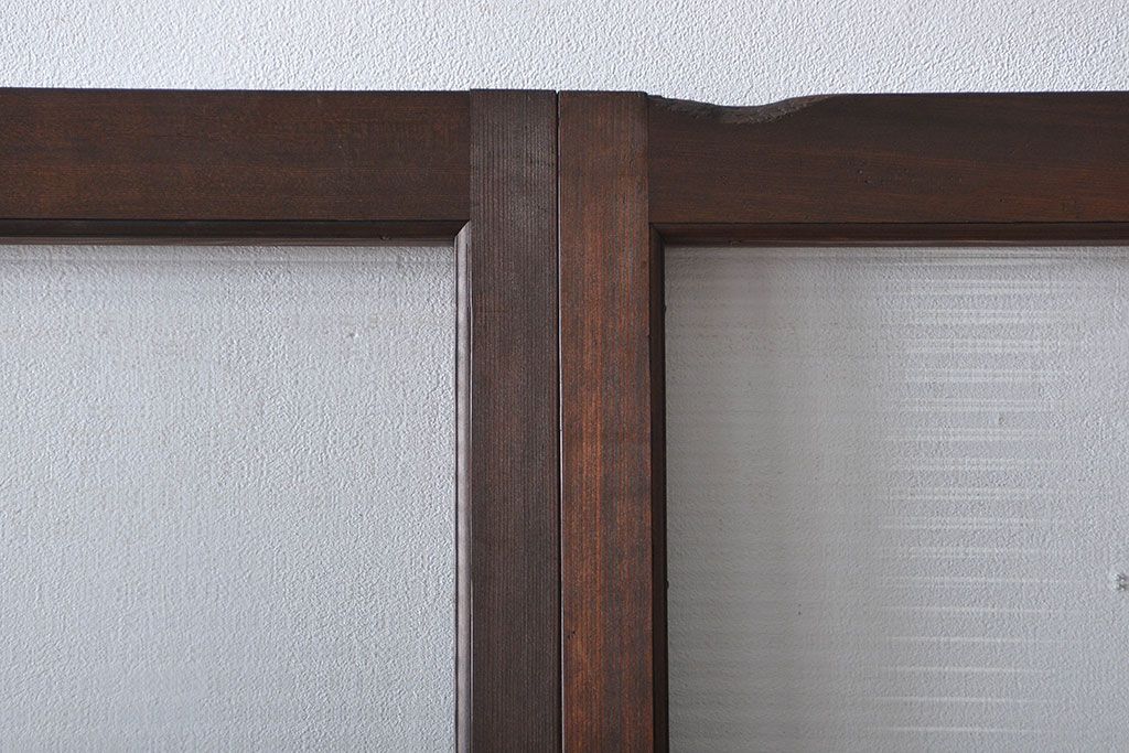 アンティーク　モールガラスとゆらゆらガラスの上品なガラス戸4枚セット