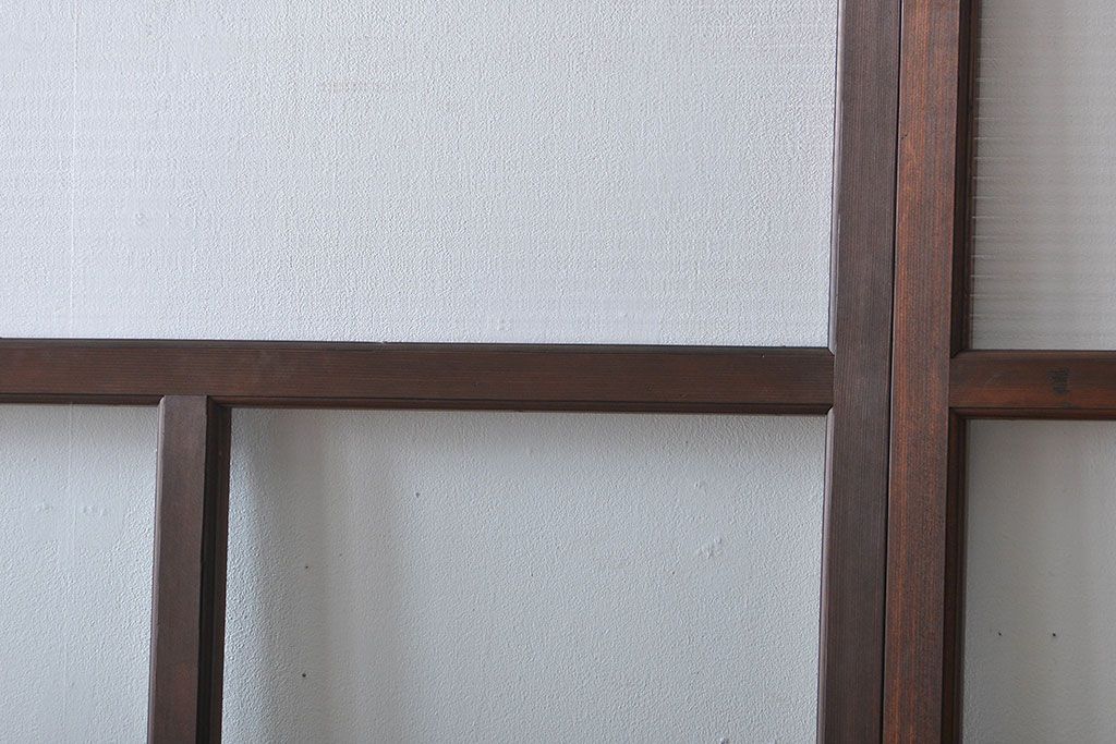 アンティーク　モールガラスとゆらゆらガラスの上品なガラス戸4枚セット