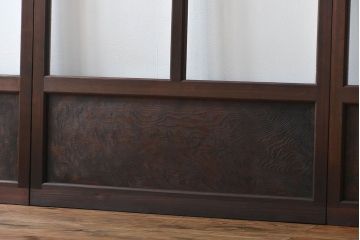 アンティーク　モールガラスとゆらゆらガラスの上品なガラス戸4枚セット