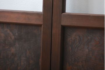 アンティーク　モールガラスとゆらゆらガラスの上品なガラス戸4枚セット