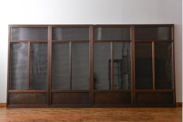 アンティーク　モールガラスとゆらゆらガラスの上品なガラス戸4枚セット