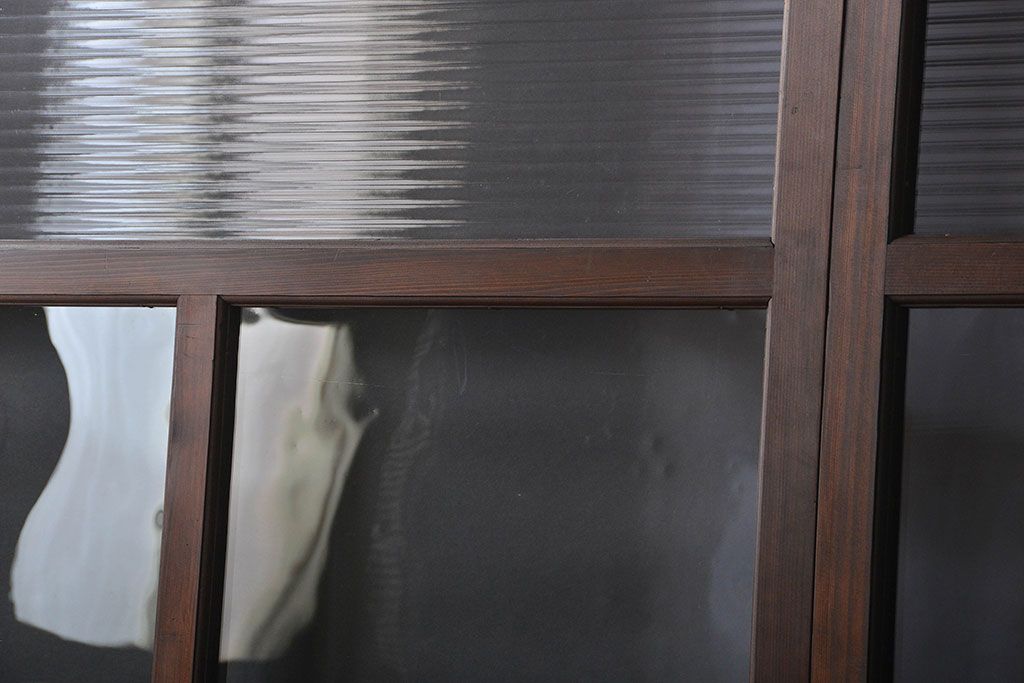 アンティーク　モールガラスとゆらゆらガラスの上品なガラス戸4枚セット