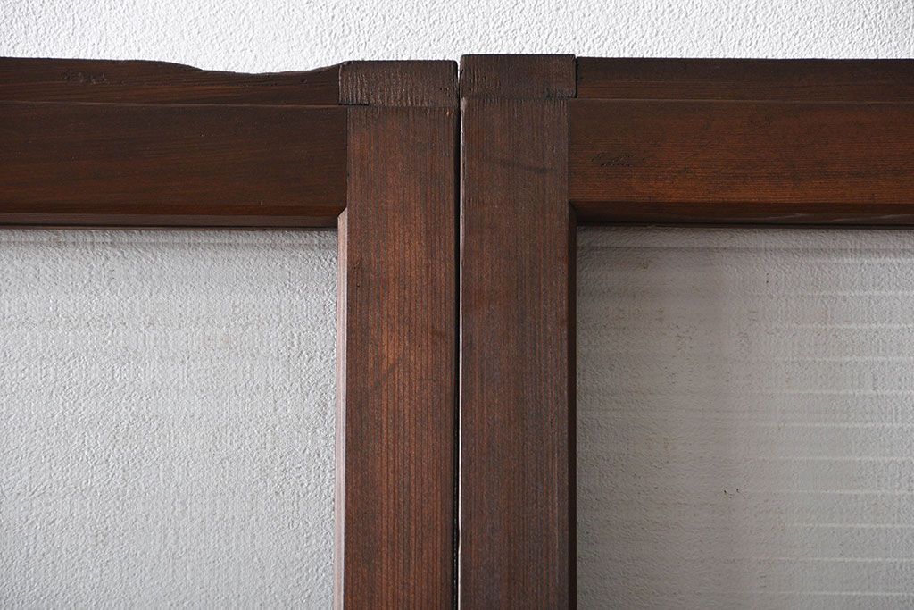 アンティーク　モールガラスとゆらゆらガラスの上品なガラス戸4枚セット