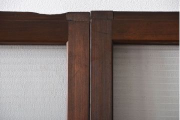 アンティーク　モールガラスとゆらゆらガラスの上品なガラス戸4枚セット