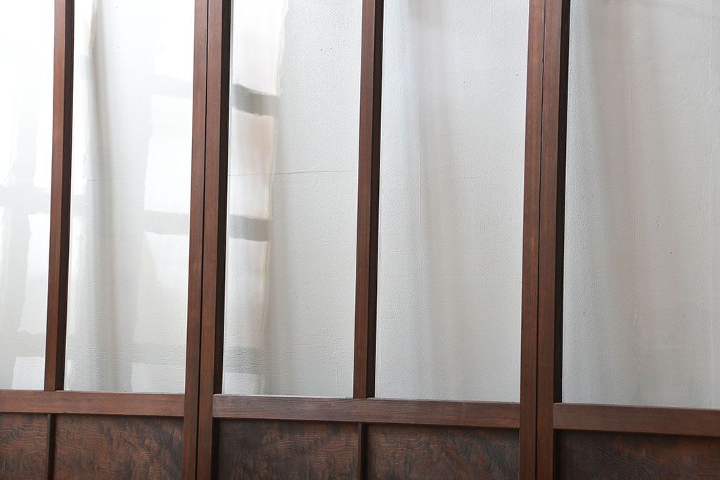 アンティーク　モールガラスとゆらゆらガラスの上品なガラス戸4枚セット