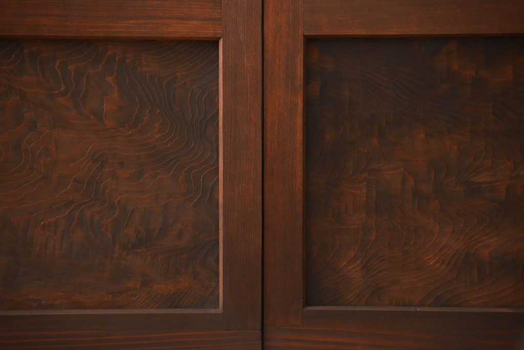 アンティーク　モールガラスとゆらゆらガラスの上品なガラス戸4枚セット