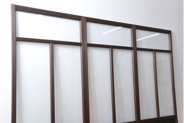 アンティーク　シンプルで上質な作りのガラス戸3枚セット(引き戸、建具)