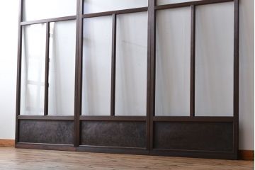アンティーク　シンプルで上質な作りのガラス戸3枚セット(引き戸、建具)