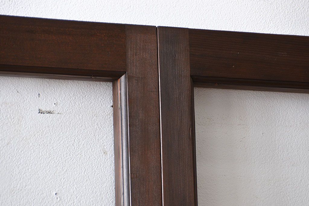 アンティーク　シンプルで上質な作りのガラス戸3枚セット(引き戸、建具)