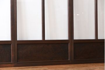 アンティーク　シンプルで上質な作りのガラス戸3枚セット(引き戸、建具)