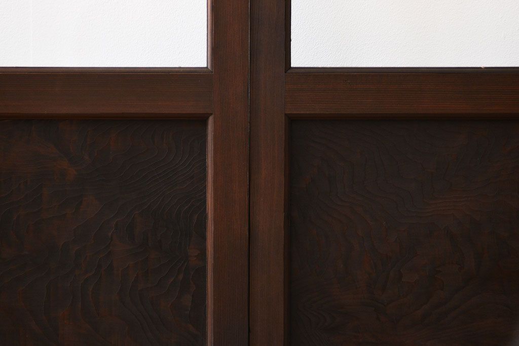 アンティーク　シンプルで上質な作りのガラス戸3枚セット(引き戸、建具)