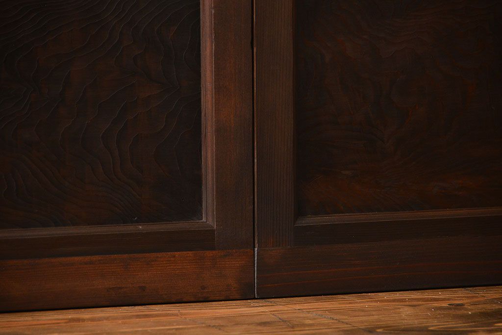 アンティーク　シンプルで上質な作りのガラス戸3枚セット(引き戸、建具)