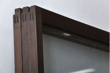 アンティーク　シンプルで上質な作りのガラス戸3枚セット(引き戸、建具)