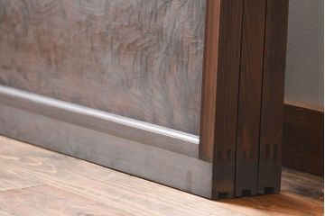 アンティーク　シンプルで上質な作りのガラス戸3枚セット(引き戸、建具)