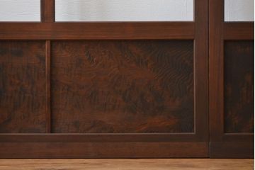 アンティーク　シンプルで上質な作りのガラス戸3枚セット(引き戸、建具)