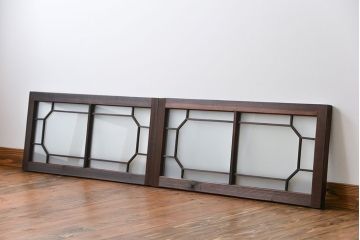 大正ロマン　すりガラス入りの明り取り2枚セット(欄間)