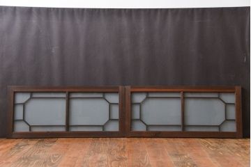 大正ロマン　すりガラス入りの明り取り2枚セット(欄間)