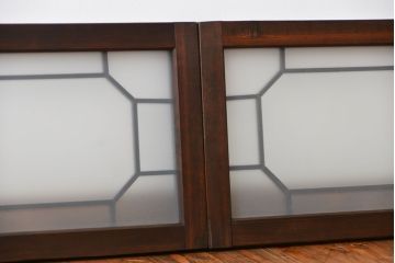 大正ロマン　すりガラス入りの明り取り2枚セット(欄間)