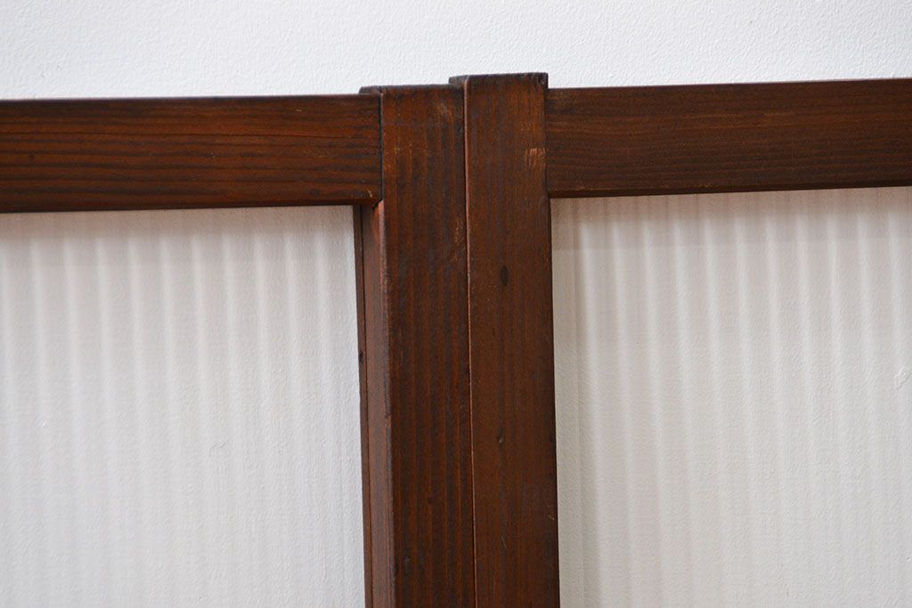 アンティーク　モールガラス入りの小さなガラス戸4枚セット(1)(引き戸)