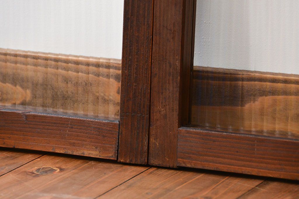 アンティーク　モールガラス入りの小さなガラス戸4枚セット(1)(引き戸)