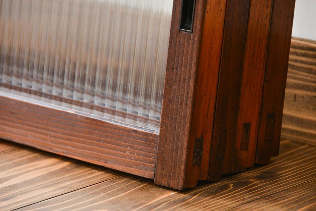 アンティーク　モールガラス入りの小さなガラス戸4枚セット(1)(引き戸)