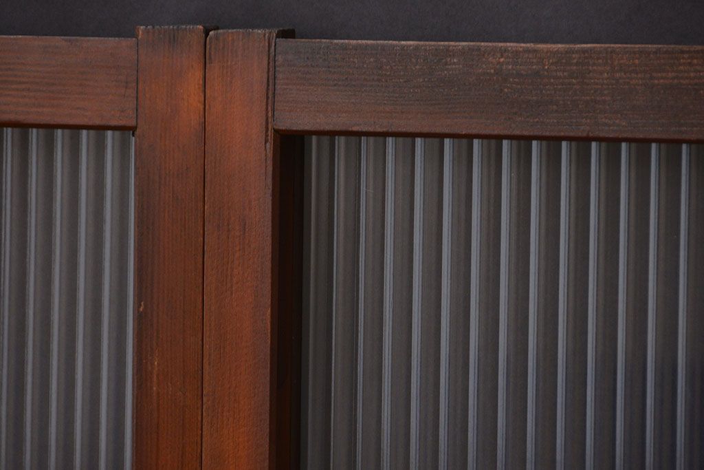 アンティーク　モールガラス入りの小さなガラス戸4枚セット(1)(引き戸)