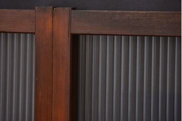 アンティーク　モールガラス入りの小さなガラス戸4枚セット(1)(引き戸)