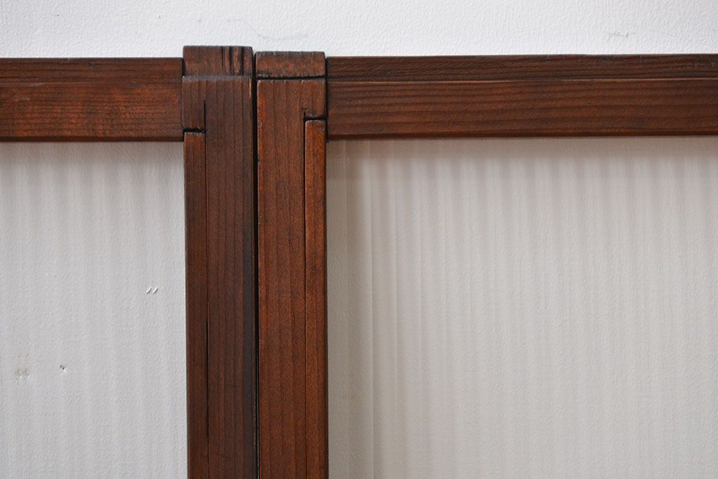 アンティーク　モールガラス入りの小さなガラス戸4枚セット(1)(引き戸)