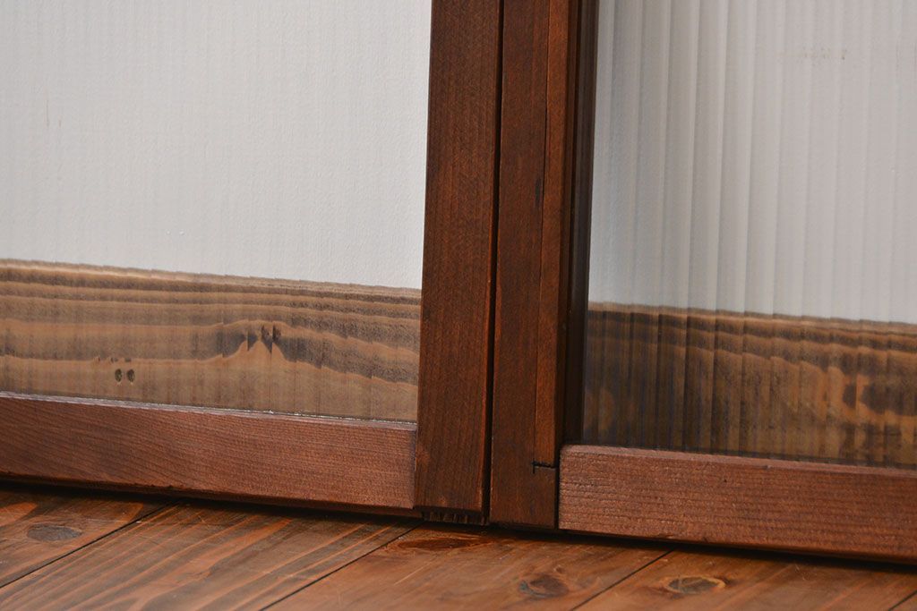 アンティーク　モールガラス入りの小さなガラス戸4枚セット(1)(引き戸)