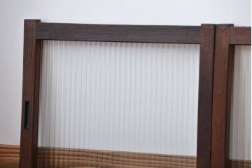 アンティーク　モールガラス入りの小さなガラス戸4枚セット(2)(引き戸)