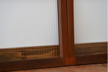 アンティーク　モールガラス入りの小さなガラス戸4枚セット(2)(引き戸)