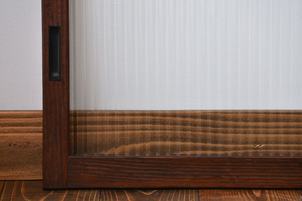 アンティーク　モールガラス入りの小さなガラス戸4枚セット(2)(引き戸)