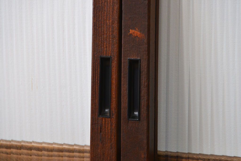 アンティーク　モールガラス入りの小さなガラス戸4枚セット(2)(引き戸)