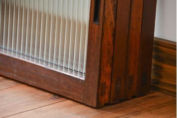 アンティーク　モールガラス入りの小さなガラス戸4枚セット(2)(引き戸)