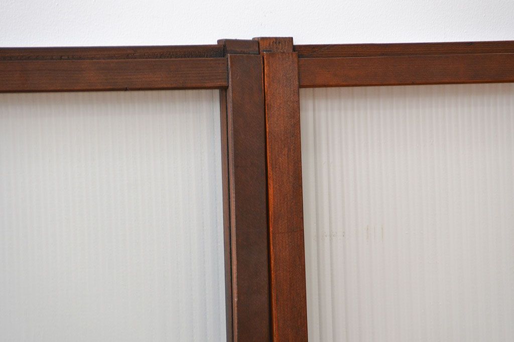 アンティーク　モールガラス入りの小さなガラス戸4枚セット(2)(引き戸)