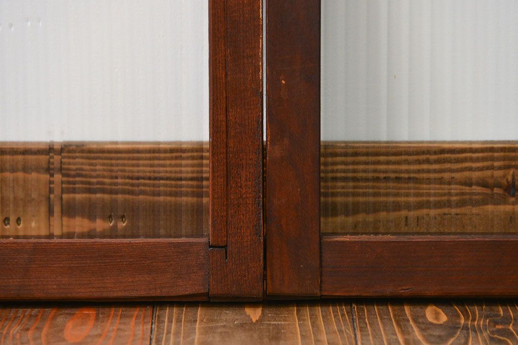 アンティーク　モールガラス入りの小さなガラス戸4枚セット(2)(引き戸)