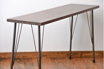 レトロ家具　昭和レトロ　天板一枚板　古材を使った鉄脚テーブル(1)(作業台)