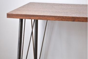 レトロ家具　昭和レトロ　天板一枚板　古材を使った鉄脚テーブル(1)(作業台)