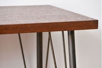レトロ家具　昭和レトロ　天板一枚板　古材を使った鉄脚テーブル(1)(作業台)