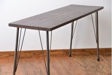 アンティーク家具　アンティーク　天板一枚板!古材を使った鉄脚テーブル(1)(作業台)