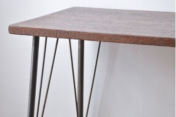 アンティーク家具　アンティーク　天板一枚板!古材を使った鉄脚テーブル(1)(作業台)