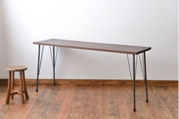 アンティーク家具　アンティーク　天板一枚板!古材を使った鉄脚テーブル(1)(作業台)