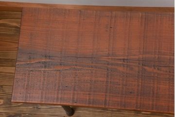 レトロ家具　昭和レトロ 天板一枚板　鉄脚ベンチ(1)