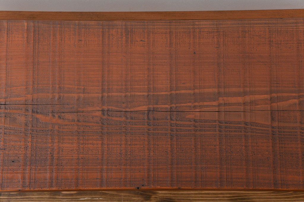 レトロ家具　昭和レトロ 天板一枚板　鉄脚ベンチ(1)