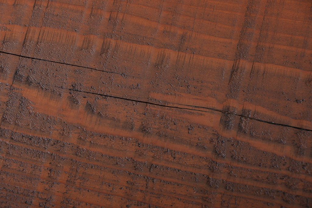 レトロ家具　昭和レトロ 天板一枚板　鉄脚ベンチ(1)