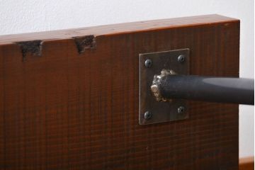 レトロ家具　昭和レトロ 天板一枚板　鉄脚ベンチ(1)